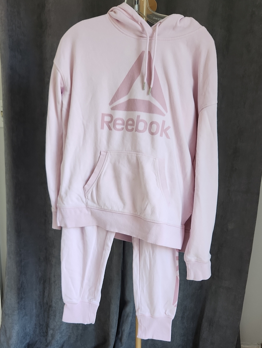 Reebok Pink Logo Hoodie And Track Pant Set